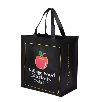 Custom Black Nonwoven Shopping Bag Carry Reusable Durable Grocery Sewing Non Woven Tote Bag With Logo