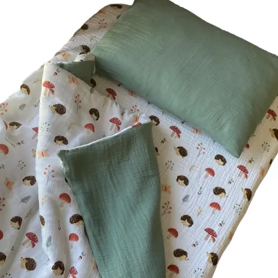 Hot Sale Cotton Muslin Breathable Quilt Duvet Cover Swaddle Blanket Muslin Crib Sheet Pillow Cover Bedding Set