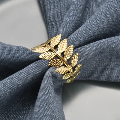 Golden napkins maple leaf napkins clasps napkins rings dining table accessories weddings Christmas parties dinners