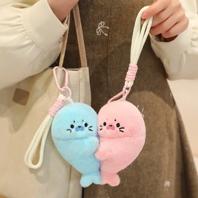 OEM Stuffed Heart-Shaped Seal Doll Magnetic Pendant Plush Toy Soft Refrigerator Magnet Couple's Backpack Hanging Ornament