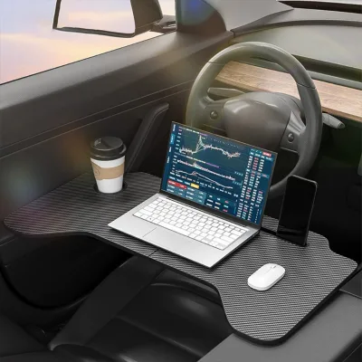 Car Table for Tesla Model 3 Y Laptop Notebook Mini Desk Stand Steering Wheel Board Eating Drinking Tray Holder Foldable Interior
