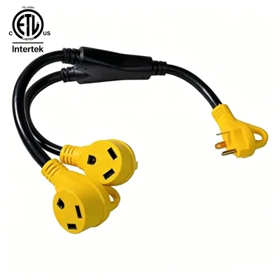 30A RV Y Adapter TT-30P to Dual TT-30R Power Splitter Cable 12 Inch SJTW Copper Wire ETL Certified