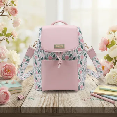 2026 Fashion Purse Vintage PU Backpack Light Flower Patterned Backpack Canvas Travel Back Pack for Woman