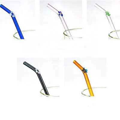 Creative flower glass drinking straws transparent milk straw
