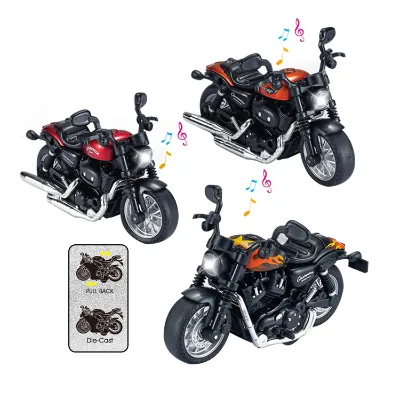 1:14 Scale Pull Back Die Cast Motorcycle Alloy Motorbike Toys With Light