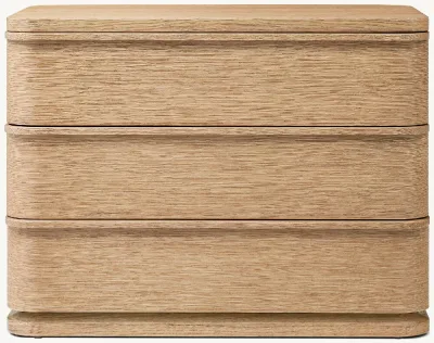 Wholesale High-end Modern Wooden Nightstand 3 Drawer Rounded Corner Bedside Table Luxury Bedroom Storage Chest for Villa Hotel