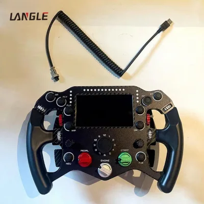 Sim Racing Steering Wheel RGB LED Lights LCD Display Programmable Controls Wireless 2.4GHz Dual Vibration Ergonomic Plastic