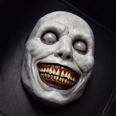 Halloween Cosplay Scary Halloween Mask Party Smiling Demons Horror Mask Scariest Creepy White Mask With Eye for Cosplay