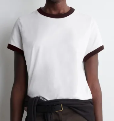 Women Cotton Crew Neck T-Shirt Solid Color Embroidered Fitted T-Shirt Casual Breathable and Anti-Pilling T-Shirt