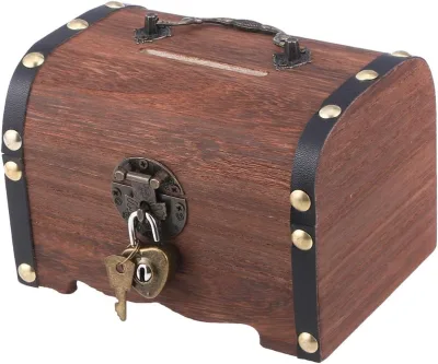 Piggy Bank: Vintage Wooden TreasurechestCountry Smallwooden Box Decoration Coin Piggy BankPiggy Bank Weddinggift Home Decoration