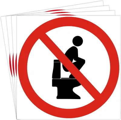 Custom Vinyl Durable Waterproof Don't Squat on the Toilet Sticker Adhesive Label Sticker for School Office Bathroom Toilet
