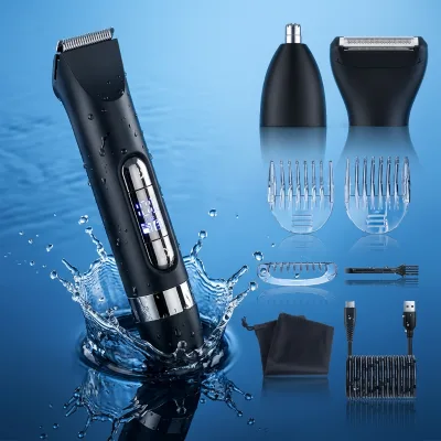 YX-0012 All in One Groin Trimmer IPX7 Electric Body Hair Trimmer for Men Hair Removal Shaver Body Groomer Beard Grooming Kit