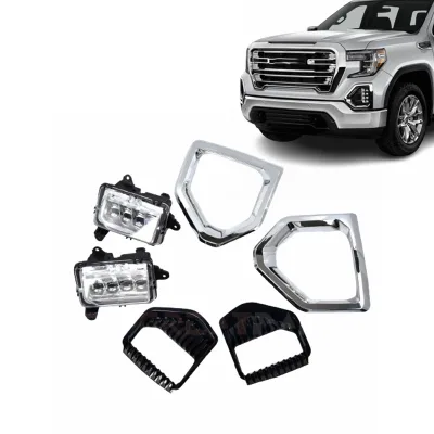 OEM Auto Parts Fog Light Chrome Driving Fog Lamps Cover with Bracket for for Sierra 1500 2019-2022