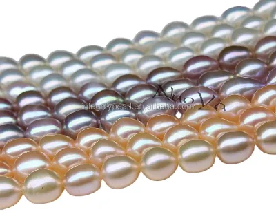 Latest Design 7mm 3A Grade Culture Freshwater Rice Pearl Strand