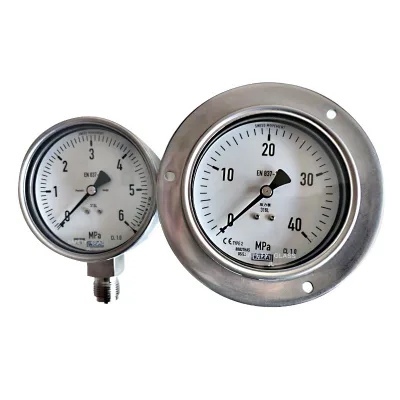 For 233.50 Series All Stainless Steel 100mm Pressure Gauge Bottom Mounting Liquid Application
