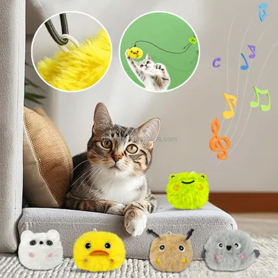 Touch Activated Chirping Fluffy Cat Ball Interactive Hunting Cat Exercise Toy for Indoor Kittens