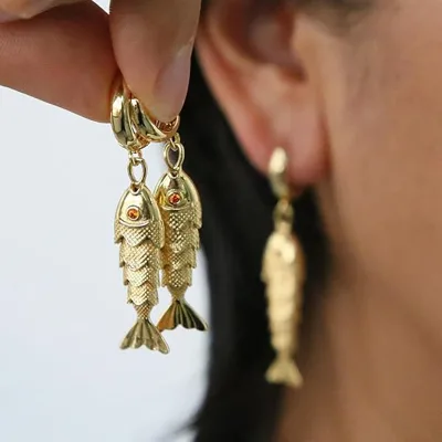 Colorful Lucky Fish Dangle Earrings Gold Plated Enamel Koi Fish Drop Earrings Women Summer Ocean Fashion Jewelry