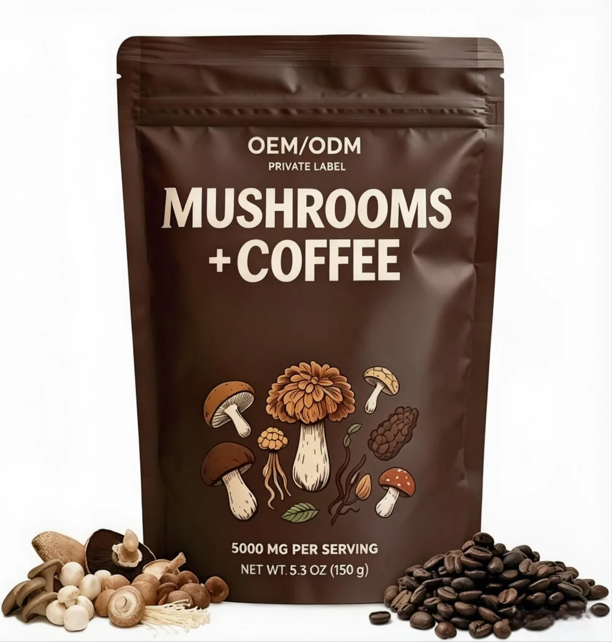 Private Label OEM ODM Organic Mushroom Coffee 14 in 1 Instant Mushroom Coffee Arabica Coffee Mushroom Powder with Lion's Mane