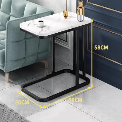 Modern Single Layer Iron Shelf Side Table Extendable and Portable Coffee Table for Living Room
