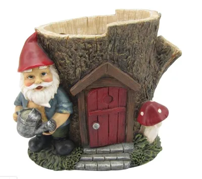 Seed Soil and Yard Collection Resin Garden Decoration Statue Gnome's House Flower Jar Dwarf Figurine, Planter