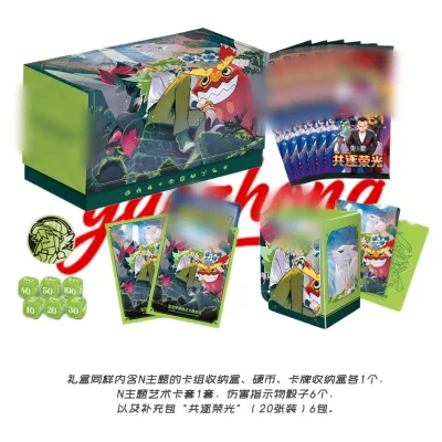 Original Trading Cards Game Ptcg IEevee Chinese Version Card PTCG Trainer Box N Theme Card Storage Box PTCG Board Game