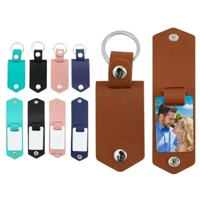 PU Leather Keychain Tag Pendant Modern Minimalist Style Holiday DIY Gift Photo Sublimation Heat Transfer Blanks Wholesale