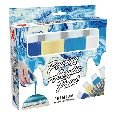 Non Toxic Safe Fluid Art Acrylic Pouring Paint 4 Colors 100ml Each Kids Painting Kit