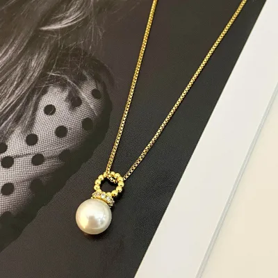 FOXI Sterling Silver 925 Jewellery Pearl Cubic Zircon Rhodium Plated Chokers Necklaces Fine Jewelry Matrix Necklace Women