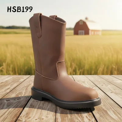 ZYF,USA Market High-Calf Crazy Horse Leather Brown Chukka Boots Mining Buyers Steel Toe Insert Oil Rigger Boots for Sale HSB199