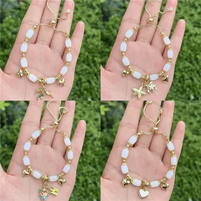 CH-CKT0688 Plating cz small charms bracelet,Color enamel pendant bracelet,Adjustable beads bracelet jewelry