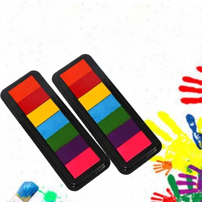 Hot Sale Ink Toy Stamp Pad 7-colors Fingerprint Ink Stamp Pad Mini Multi Colors Stamp Pad Set for Crafting and Kids