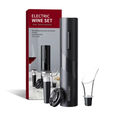 BST Rechargeable Electric Wine Opener Custom Stainless Steel Bottle Corkscrew with Foil Cutter USB Charging Plastic Material
