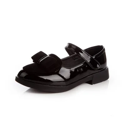 Fashionable new princess shoes children's black shoes bow shaped student performance shoes