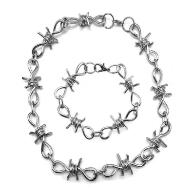 Unisex Gothic Thorns Choker Necklace - 20inches Hip Hop Barbed Wire Choker Necklace Chain, Punk Jewelry Gift for Men Women