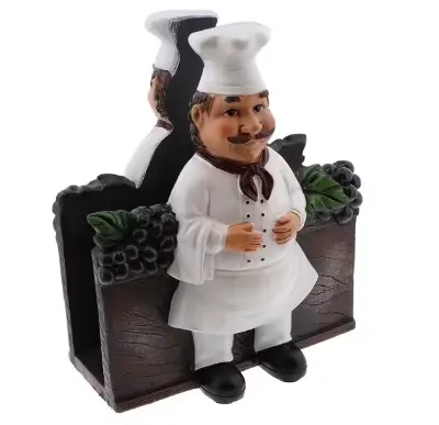 Fashion Creative Resin Kitchen Cook Chefs Statue Napkin Holder Bar and Restaurant Shop Display