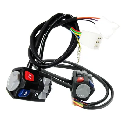 Universal Motorcycle Start Stop Switch Assembly Headlight Handlebar Control Switch with 3-Way Circuit Plug-In Connector