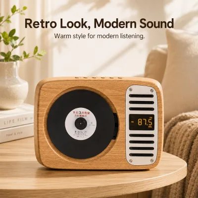 Battery Powered Wooden CD Player with Wireless Audio for Flexible Home Listening