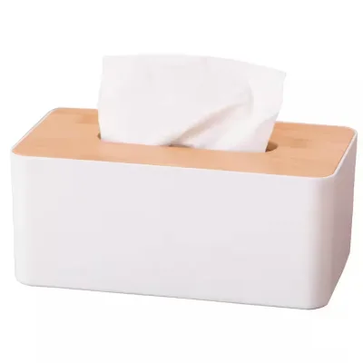 Wood Tissue Box with Eco-friendly Material Napkin with Custom Logo Modern Rectangle Storage Box for Bathroom, Kitchen, Hotel