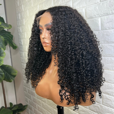 Best Seller Kinky Curly Front Lace Human Hair Wigs Natura Lace Front Closure Virgin Human Hair Wig Vietnamese Burmese Curly Wig