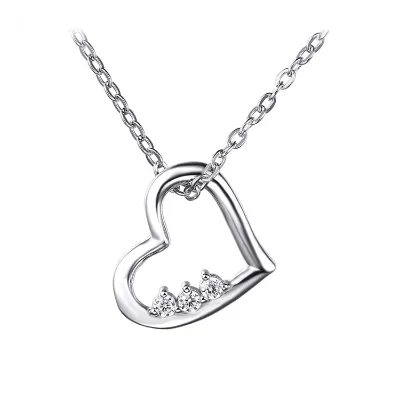 Heart Shaped Pendant Necklace for Girlfriend , CZ Simple Love Necklace