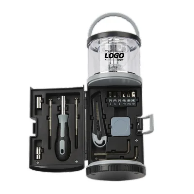 Custom Multi-functional Camping Tool: Portable Lamp + Hardware Set, Dual Light Modes, White & Red Warning