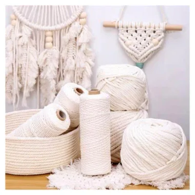 High Quality White Cotton Round Drawstring Rope Toy Basket with Custom Logo