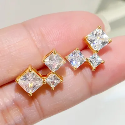 E3231S Square Shape Dainty Hot Sell High Class Stud Earring 925 Sterling Silver Earrings