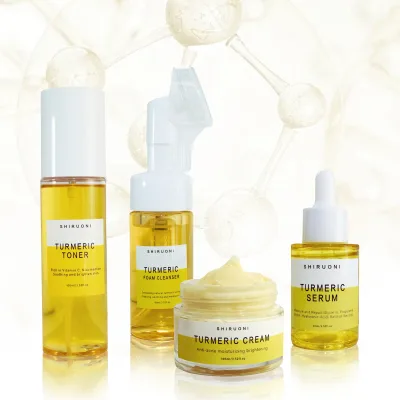 Hot Seller OEM Turmeric Extract Skincare Set Face Cream Toner Spray Cleanser Serum Skincare Set Kit