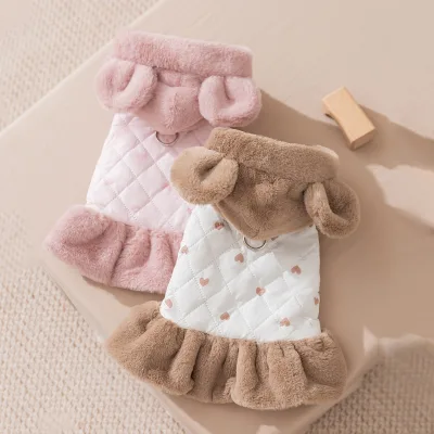 Latest Design Pet Apparel Thicken Warm Fall Winter Comfortable Dog Clothes Dress