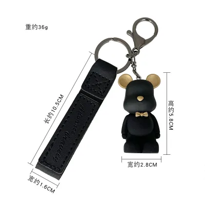 Cute Bow Tie Bear Keychain Girl Leather Lanyard Animal Keychain Bag Charm Keychain Pendant Pendant Gift