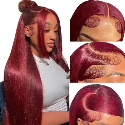 30-40 INCH Long HD for Lace 4x4 Virgin Human Hair 13x4 Black Blue Red Green Highlight Straight Lace Front Wig 180% Density
