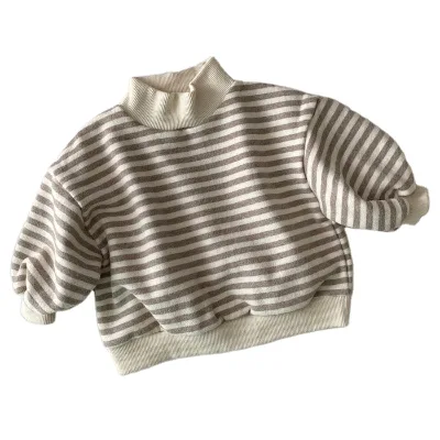 Kids Clothing Baby Cotton Jumper Boutique Clothing Children Cotton Stripe Fleece Hoodie Boys and Girls Baby Sweaters Sweatshirt