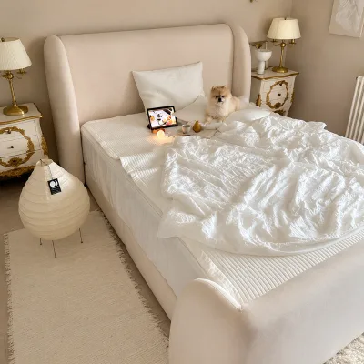 OEKO-TEX Certified Cooling Comforter Double-Sided Seersucker Design Breathable Quick-Dry Summer Blanket Machine Washable