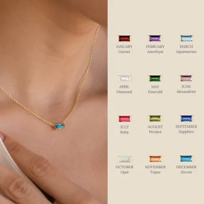 2024 Fashion Stainless Steel Ins Hot Selling 12th Birthday Stone Necklace 12th Birthday Stone Zircon Necklace Month Stone